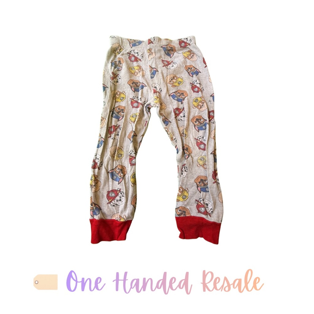 🐶 Paw Patrol Kids Pajama Bottoms Pants Character Print Red Cuffs Unisex Boys 4T
